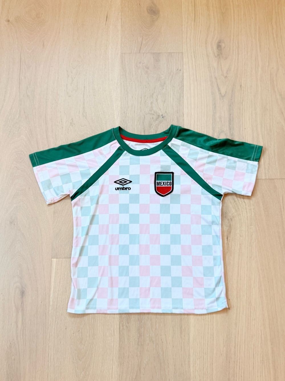 Umbro Mexico Soccer Jersey Checkerboard Futbol Shirt M
